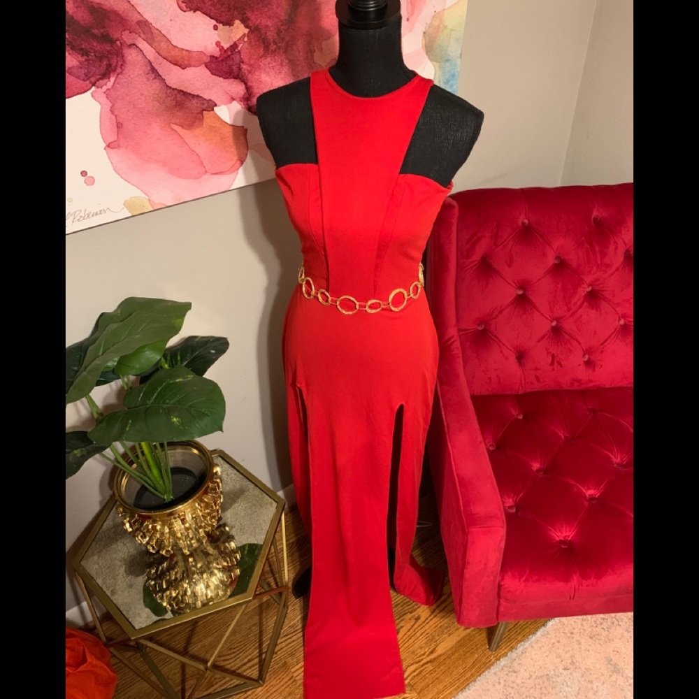 Red maxi dress